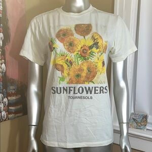 Mighty Fine sunflowers sunflower Tee t shirt top size medium sz m floral yellow